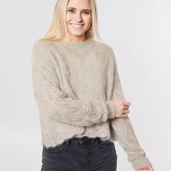 BKE Rainbow Shimmer Pointelle Sweater - Picture 1 of 9